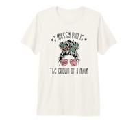 Funny Messy Bun Saying for New Mama and Leopard Mom Premium T-Shirt
