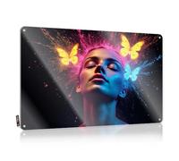 Funny Metal Bar Signs Neon Butterflies In The Night Sky Tin Sign Tin Signs Bar Man Cave Decor(30X40CM)