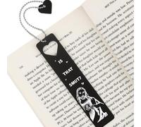 Funny Metal Bookmark for Romance Readers, is That Smut Quote with Sacred Heart Design, Stainless Steel Black Bookmark Gift for Women Book Lovers BookTok Fans Reading Humor LCS-BM-PO4
