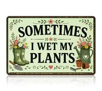 Funny Metal Garden Sign Sometimes I Wet My Plants Gardening Gift for Women | Vintage Rustic Design with Watering Can and Wellies, Funny Outdoor Sign Gift for Plant Lover Women Gardener