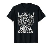 Funny Metal Gorilla Rock Hand Sign Heavy T-Shirt
