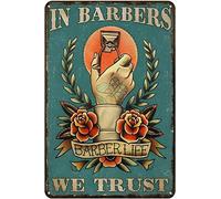 Funny Metal Sign in Barbers We Trust Retro Decor Art Sign Home Kitchen Bar Barbershop Cafe Club Cave Wall Decor Barbers Tin Sign Tin Signs Vintage Kitchen 8x12 inch