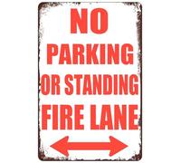 Funny Metal Sign Sheet Signs Tin Sign,No Parking Fire Lane Double Arrow Sign for Wall Decoration 8x12inch
