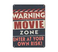 Funny Metal Sign Warning Sign Movie Zone Enter At Your Own Risk Tin Sign Garage Man Cave Bar Home Bedroom Tin Sign Wall Decor 12x16 Inches