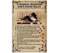 Funny Metal Signs a Bernese Mountain Dog's House Rules Retro Tin Signs Vintage for Metal Tin Sign Home Wall Art 6x8 Inch