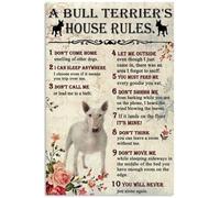 Funny Metal Signs a Bull Terrier's House Rules Retro Tin Signs Vintage for Metal Tin Sign Home Wall Art 6x8 Inch