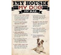 Funny Metal Signs a Dogue De Bordeaux's House Rules Retro Tin Signs Vintage for Metal Tin Sign Home Wall Art 12x16 Inch