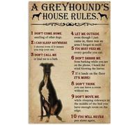 Funny Metal Signs A greyhound's house rule Retro Tin Signs Vintage For Metal Tin Sign Home Wall Art, 12x8 Inches Funny Bathroom Signs Bathroom Decor