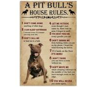 Funny Metal Signs a Pit Bull's House Rules Retro Tin Signs Vintage for Metal Tin Sign Home Wall Art 8x12 Inch
