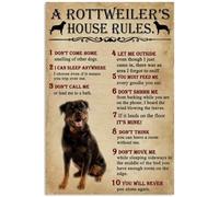 Funny Metal Signs a Rottweiler's House Rule Retro Tin Signs Vintage for Metal Tin Sign Home Wall Art 6x8 Inch