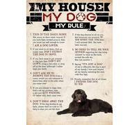 Funny Metal Signs Dogs House Rule Retro Tin Signs Vintage for Metal Tin Sign Home Wall Art, Funny Bathroom Signs Bathroom Decor 6x8 Inch