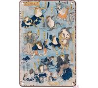 Funny Metal Signs for Bedroom Samurai Frogs By Kuniyoshi Utagawa Japanese Print Frog Art Japanese Frog Art Vintage Japanese Tin Sign Chic Art Wall Metal Funny Iron Plaque Signs Gift 8x6 inch