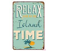 Funny Metal Signs for Men Relax You're on Island Time Tin Sign Home Bathroom and Bar Wall Decor Car Vehicle License Souvenir Metal Plaque Metal Signs Room Decor Wall Art Tin Sign 8x12 inch