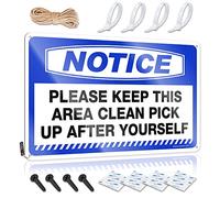 Funny Metal Signs For Outdoors Notice Please Keep This Area Clean Pick Up After Yourself Tin Sign Metal Man Cave Decor Garage Signs For Men Funny(20X30CM)
