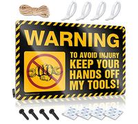 Funny Metal Signs For Outdoors Warning To Avoid Injury Keep Your Hands Off My Tools ! Tin Sign Metal Man Cave Decor Garage Signs For Men Funny(30X40CM)