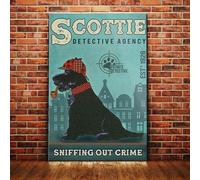 Funny Metal Signs Scottish Terrier Dog Detective Agency Aluminium Sign Retro Tin Signs Vintage Metal Tin Sign For Bar Home Wall Metal Decoration 8×12Inch