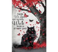 Funny Metal Signs Those We Love Don'T Away Walk Beside Us Every Day Vintage Tin Sign Retro Black Cat Wall Decor for Home Cave Yard Garden Shop Cafe Indoor Outdoor 8×12 Inches