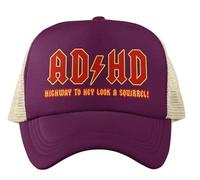 Funny Metal Style ADHD Trucker Cap Highway to Hey Look A Squirrel Novelty Gift Burgandy/Stone