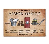Funny Metal Tin Sign - Armor of God Poster, Warriors of God, Victorious Christian Living Quotes, Jesus Vintage Metal Tin Sign, Cave Indoor Outdoor Wall Home Wall Decor Art. 8x12 inch Tin Sign