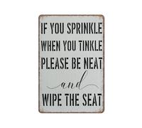 Funny Metal Tin Sign Bathroom Decor If You Sprinkle When You Tinkle Please Be Neat Sign Poster Wall Art for Kitchen Garden Bathroom Farm Home Coffee Decor 12x8 inch