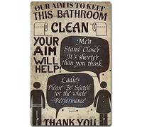 Funny Metal Tin Sign Bathroom Rules Our Aim Is To Keep This Clean Toilet Funny Home Yard Floral Metal Signs Wall Art Wall Decor Poster 5.5x8inch