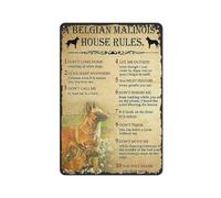 Funny Metal Tin Sign Belgian Malinois House Wall Decor Poster Style Metal Wall Plaque Wall Decoration Metal Sign Dog Lover Gift Bathroom Decor Plate Plaque Hippie room decor Home Decor 12X8 inch