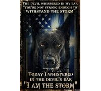Funny Metal Tin Sign Black Dog The Devil Whispered In My Ear I Am The Storm Retro Tin Signs Office Restaurant Farm Bathroom Farm Wall Decoration Iron Metal Plate 8x12 Inch