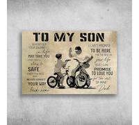 Funny Metal Tin Sign Dad and Son Riding Bicycle To My Son Wherever Your Journey In Life May Take You Tin Sign Wall Poster Plaque for Home Kitchen Bar Coffee Shop Metal Plaque 8x12 inch