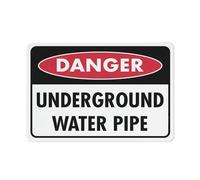 Funny Metal Tin Sign Danger Underground Water Pipe Sign Rust Free - Uv Protected Waterproof Weatherproof And Fade Resistant - 4 Pre-Drilled Holes 12x8 inch