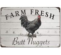 Funny Metal Tin Sign Farm Fresh Butt Nuggets Garage Home Bar Pub Wall Decor Plaques Street Home Yard Farm Garden Garage Inspirational Quotes Wall Sticker Decor Vintage Tin Sign 12x8 Inch