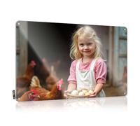 Funny Metal Tin Sign For Bar A Young Girl Holds A Basket Of Eggs With Chickens In The Background. Tin Sign Man Cave Signs Vintage Funny Retro Tin Signs(20X30CM)