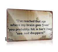 Funny Metal Tin Sign For Bar I'Ve Reached That Age Where My Brain Goes Tin Sign Man Cave Signs Vintage Funny Retro Tin Signs(20X30CM)