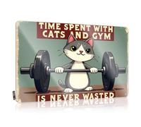 Funny Metal Tin Sign For Bar Time Spent With Cats And Gym Is Never Wasted. Tin Sign Man Cave Signs Vintage Funny Retro Tin Signs(30X40CM)