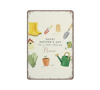 Funny Metal Tin Sign Gardening Mother's Day Rustic Mother's Day Office Decor Cute Happy Mother's Day Sign Poster Wall Art for Kitchen Garden Bathroom Farm Home Coffee Decor 12x8 inch