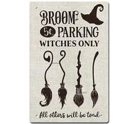 Funny Metal Tin Sign Halloween Broom Parking Witches Only Halloween Decoration Farmhouse Decor Seasonal Metal Signs Wall Art Wall Decor Poster 5.5x8inch