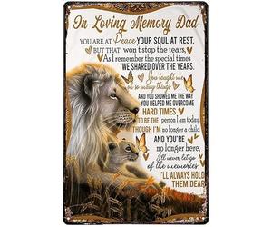 Funny Metal Tin Sign Lion In Loving Memory Dad I Remember The Special Times We Shared Over The Years Butterfly Retro Metal Sign For Wall Plaque Pub Cafe Home Decor Men Cave 14x20cm