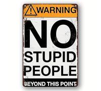 Funny Metal Tin Sign - No Stupid People Beyond This Point Garage Sign for Home Bar Pub Cafe Man Cave Garage 30x40 CM Aluminum Wall Art