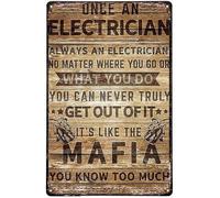 Funny Metal Tin Sign Once an Electrician Always an Electrician Tin Signs Indoor & Outdoor Home Bar Coffee Kitchen Wall Decor Metal Tin Sign Warning Sign 8x12 Inch