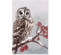 Funny Metal Tin Sign Owl In Snow Red Plum Modern Home Bathroom Club Bar Tin Sign Housewarming Gift 8x12 Inches
