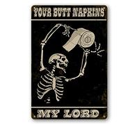 Funny Metal Tin Sign Retro Skeleton Decorate -Your Butt Napkins My Lord Tin Signs Wall Art Perfect For Home Washroom Bathroom Wall Decoration 8x12 Inch