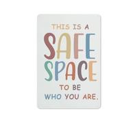 Funny Metal Tin Sign Vintage This Is A Safe Space Aluminum Sign,Diversity Equality Classroom Aluminum Sign Painting For Kids Classroom Nursery Reading Room Playroom Wall Decor 12x16 Inch