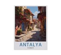 Funny Metal Tin Sign Wall Decor，Antalya Turkey(30x40cm）