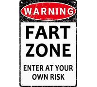 Funny Metal Tin Signs Fart Zone Warning Enter at Your Own Risk Sign for Business Home Bar Room Garage Garden Man Cave Funny Alert Style Wall Decor 12x8 Inch