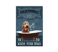 Funny Metal Tin Signs Goldendoodle And Co Bath Soap Wash Your Paws Tin Sign Painting Cafe Opera House Art Wall Decoration Plaque 6x8 Inch
