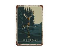 Funny Metal Tin Signs Isle Royale Chocolate Moose Travel Tin Signs Wall Art Metal Poster for Home Bar Cafe Garage Bathroom 30 * 30CM