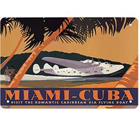 Funny Metal Tin Signs Miami Cuba Visit the Romantic Caribbean Via Flying Boat Vintage Bar Club Cave Home Kitchen Rustic Travel Metal Signs Wall Art Decor 30 * 40CM