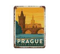 Funny Metal Tin Signs Prague Czech Republic Travel Metal Signs Home Kitchen Rustic Wall Art Decor 30x43CM