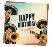 Funny Mexican Birthday Card with Mariachi Musicians and ‘Happy Birthday Let’s celebrate!!’ Text