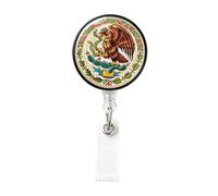 Funny Mexico Eagle Nurse Badge Reel, Cute Fun Retractable Alligator Clip, Mexico Flag Graphic ID Badge Holder for Uniform Lanyard, Nursing Student Doctor Office Staff