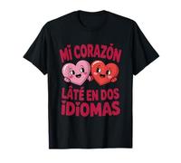 Funny Mi Corazon Late En Dos Idiomas Bilingual Hearts T-Shirt